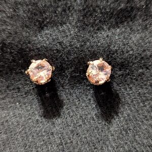 YGI Sterling Silver Rose Gold Tone and Pink CZ Stud Statement Earrings